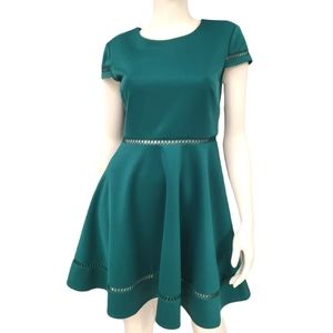 Francesca's Green Fit and Flair Dress Size Medium